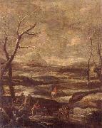 unknow artist A winter landscape with woodcutters and travellers France oil painting artist